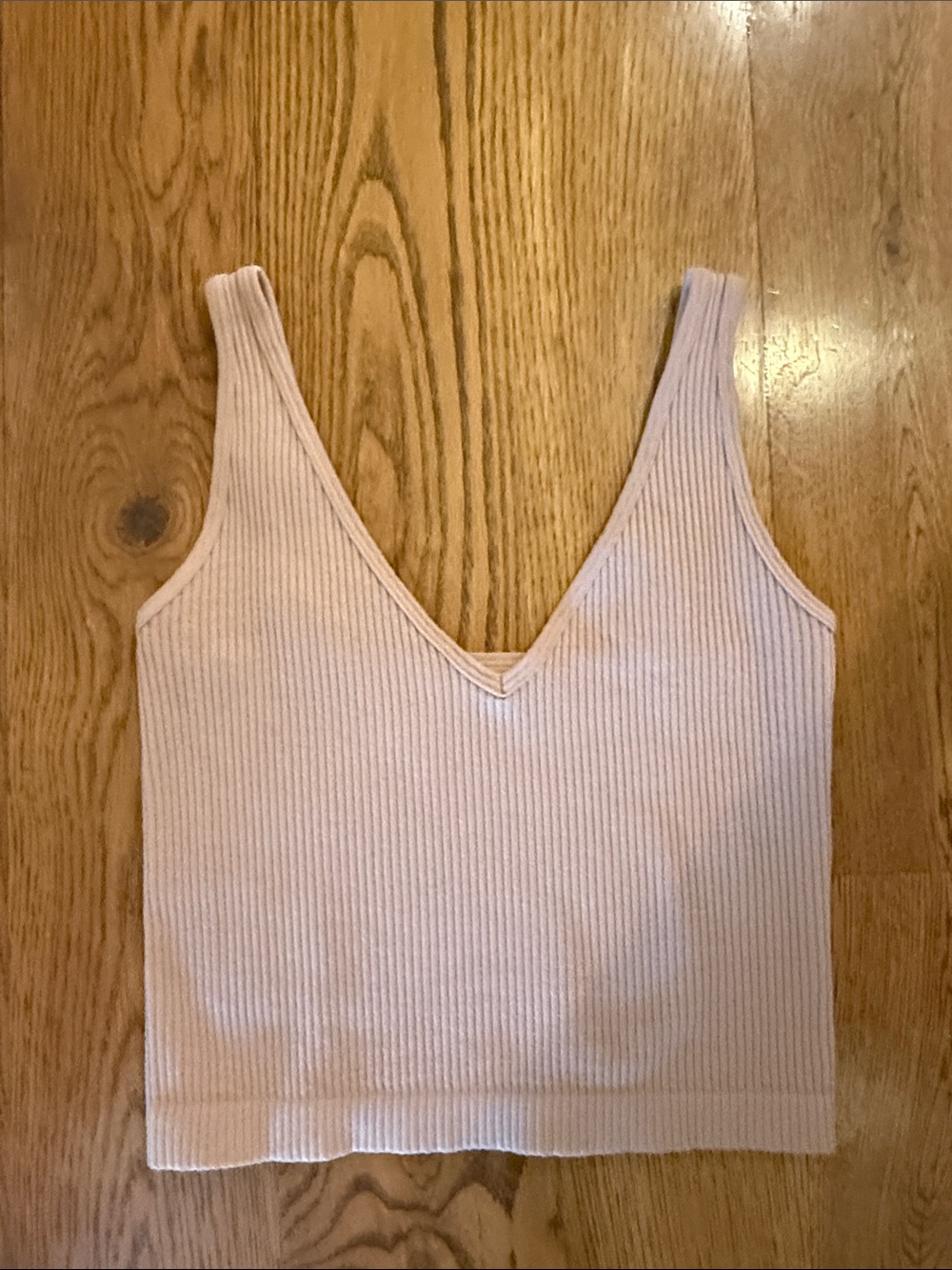 Free People Blush Ribbed V-Neck Tank